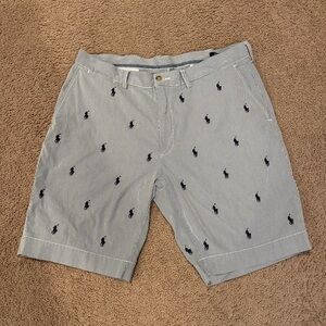 POLO RALPH LAUREN Blue Pinstripe Classic Fit Bermuda Chino Short 36